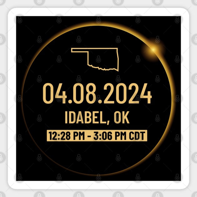 Oklahoma State Idabel OK USA Totality April 8, 2024 Total Solar Eclipse Sticker by Bunny Prince Design